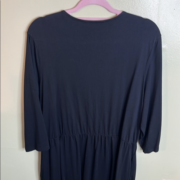 Boden black 3/4 sleeve fixed wrap jersey stretch dress, size 16 long - Picture 5 of 12